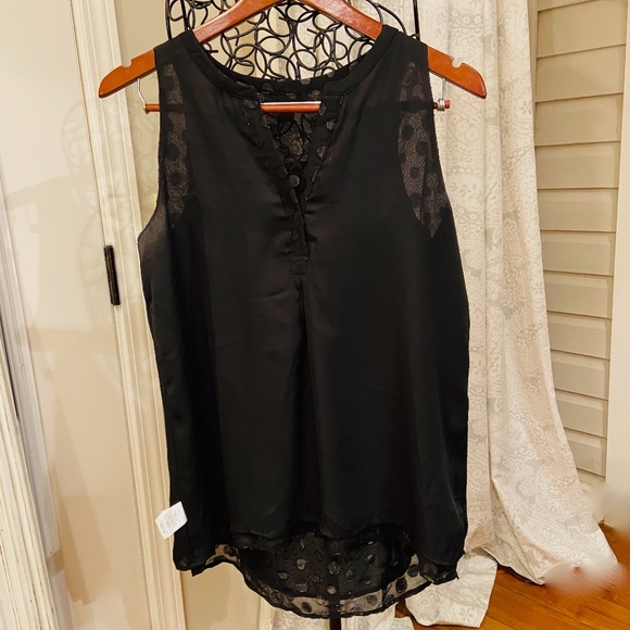 S3- BUNDLE ONLY Adrienne Vittadini Black Metallic Polka Dots Sleeveless Top - Picture 5 of 11